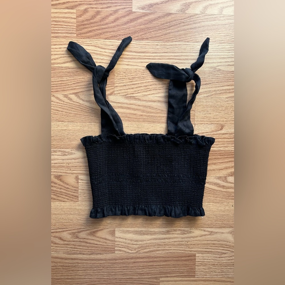 Capulet McKenna size small smocked crop top with tie straps